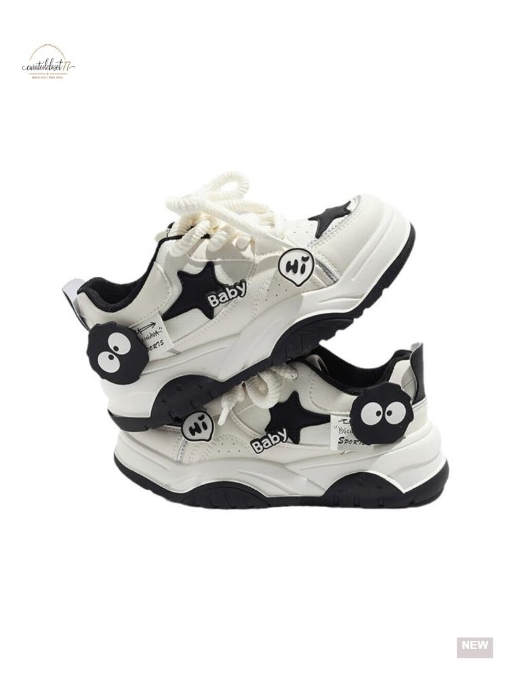 Women Chunky Sole Walking Sneakers Star Y2K Lace-Up Comfort Insole Anti-Slip